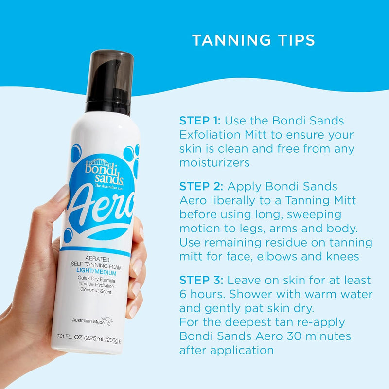 Bondi Sands Aero Self Tanning Foam Lightweight Light/Medium + Fast-Drying Aerosol Formula Gives Skin a Hydrated, Long-Lasting Bronzed Glow 7.61 fl oz