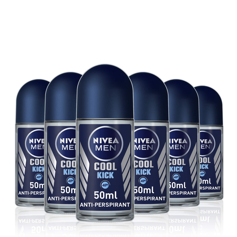 Nivea Men Cool Kick 48 Hours Anti-Perspirant Deodorant Roll On 50ml - Pack of 6