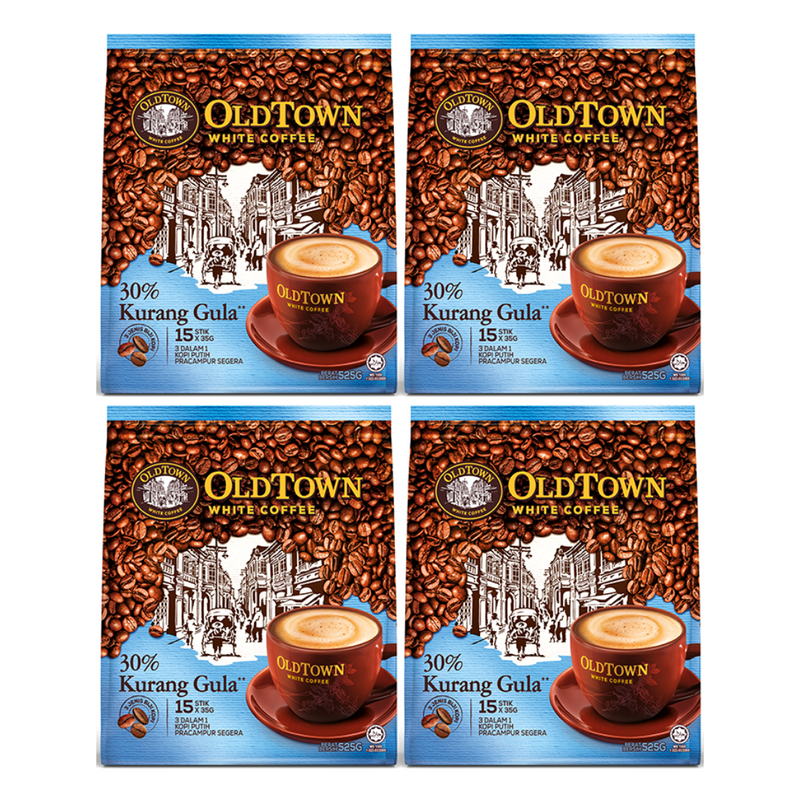 Old Town White Coffee Instant Sticks, 30% Less Sugar, 15 Sticks - Pack of 4 -  ***SHORT EXPIRTATION OR EXPIRED***