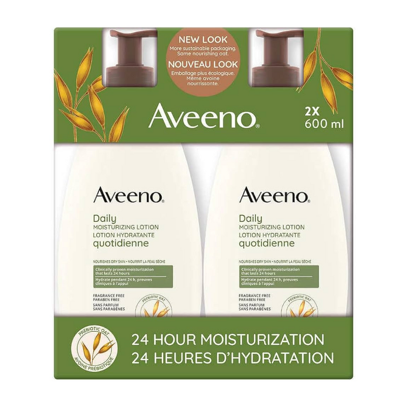 Aveeno Daily Moisturizing Lotion 24 Hour Hydration 600ml - Pack of 2