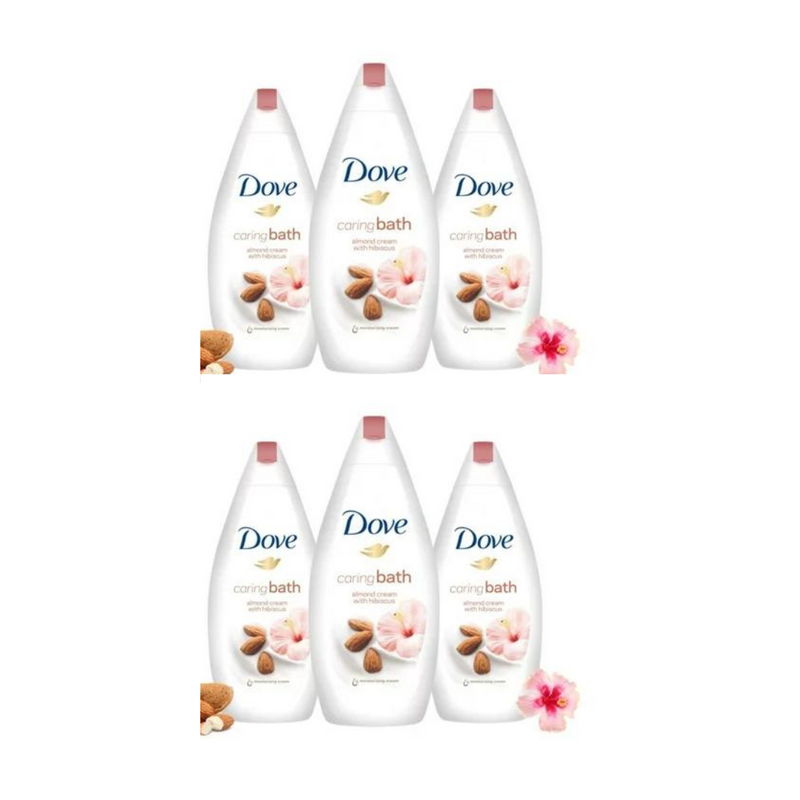 Dove Caring Bath Body Wash, Almond Cream With Hibiscus 500ml - Pack of 6