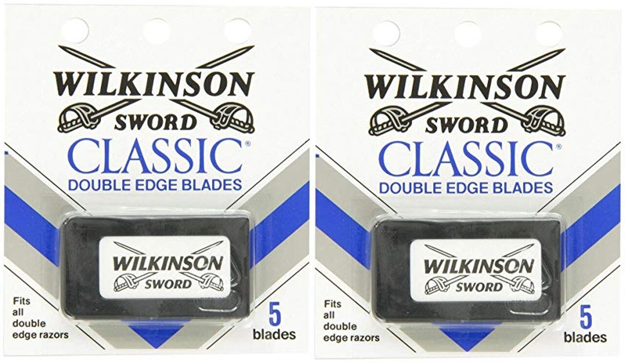 Double Edge Safety Razor + Wilkinson Sword Double Edge Razor Blades, 10 ct.  (Pack of 6)