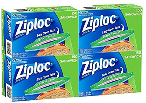 Ziploc Easy Open Tabs Sandwich Bags 125 count (Pack of 4) 