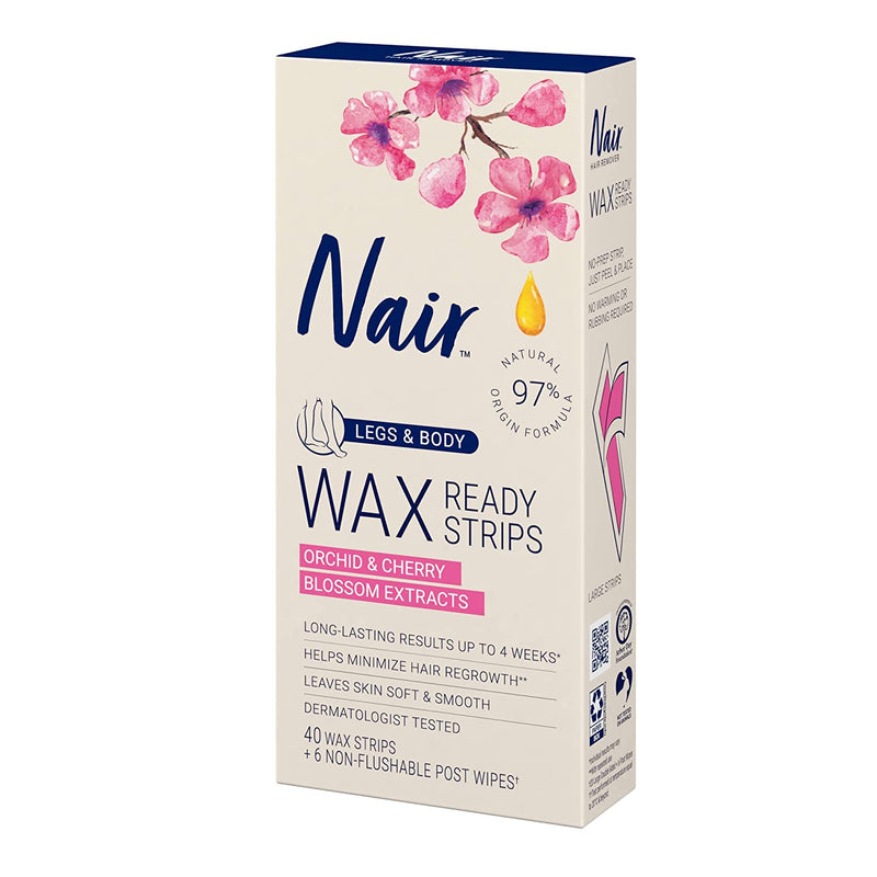 Nair Wax Ready Strips For Legs & Body 40 Wax Strips