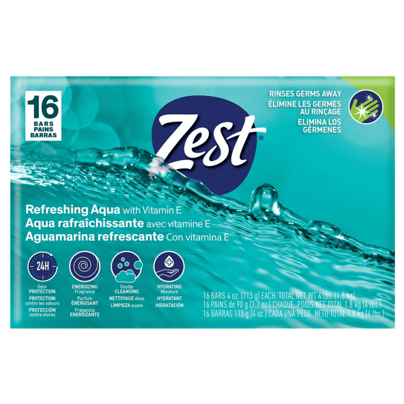 Zest Refreshing Aqua Bar Soap 4oz - 16 Bars