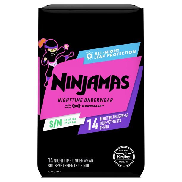 Pampers Ninjamas Nighttime Bedwetting Underwear Girls - Size S/M