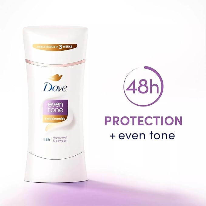 Dove Even Tone Antiperspirant Deodorant Stick, Rosewood & Powder 2.6oz - Pack of 6