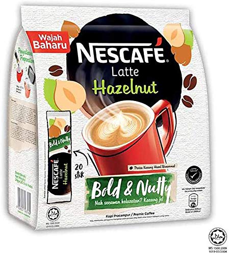 Nescafe Instant Coffee Latte Hazelnut Imported from Nestle Malaysia 20 Sticks ***SHORT EXPIRATION OR EXPIRED***