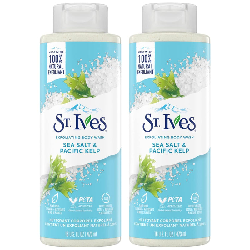 St. Ives Exfoliating Body Wash Sea Salt & Pacific Kelp 16oz - Pack of 2