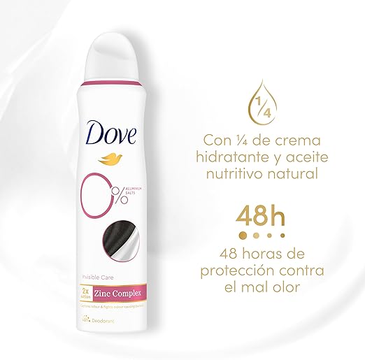 Dove Invisible Care Zinc Complex Deodorant Spray 150ml - Pack of 6