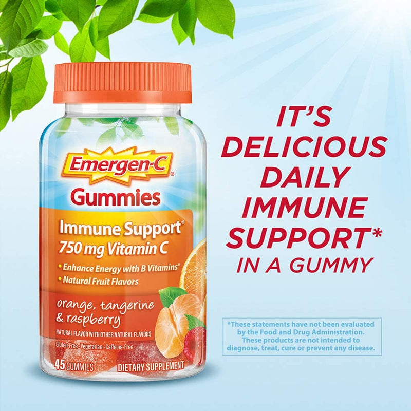 Emergen-C Adult Vitamin C Immunity Supplement Gummies, Fruit Flavors, 45ct - Pack of 2