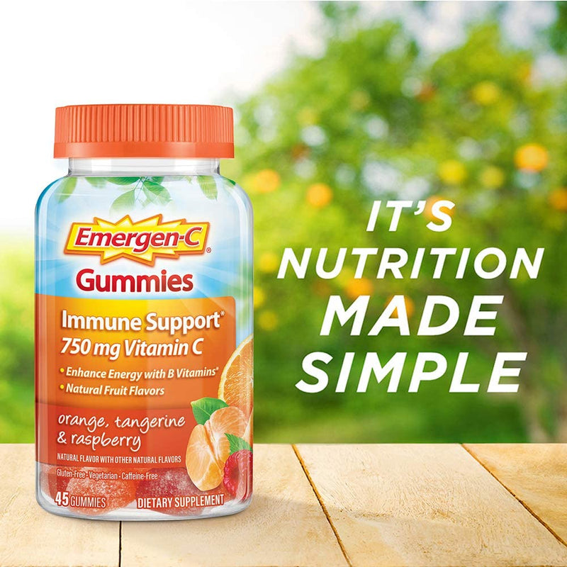 Emergen-C Adult Vitamin C Immunity Supplement Gummies, Fruit Flavors, 45ct - Pack of 2