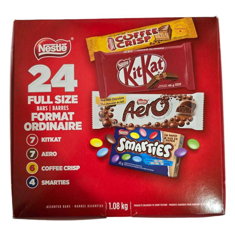 Nestle Full Size Bars - 24 Bars - 7 Kit Kat, 6 Coffee Crisp, 7 Aero, 4 Smarties (831 g) - Chocolate Bars