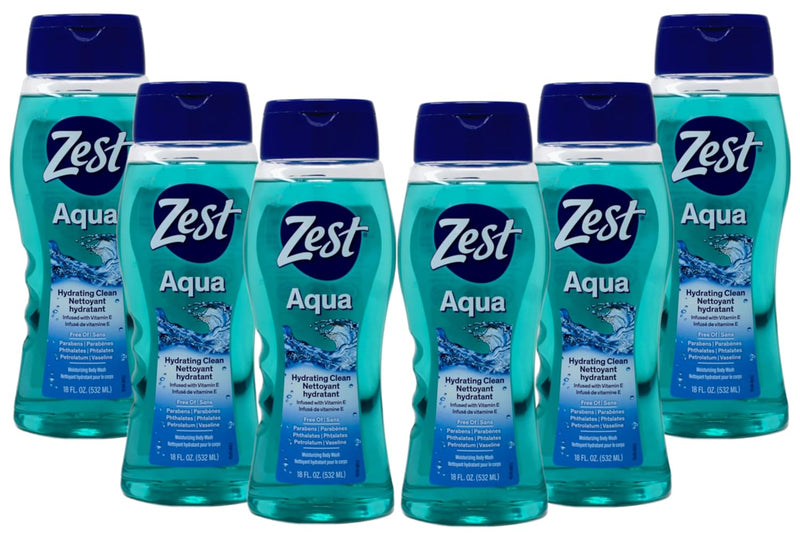 Zest Hydrating Body Wash Aqua 18oz - Pack of 6