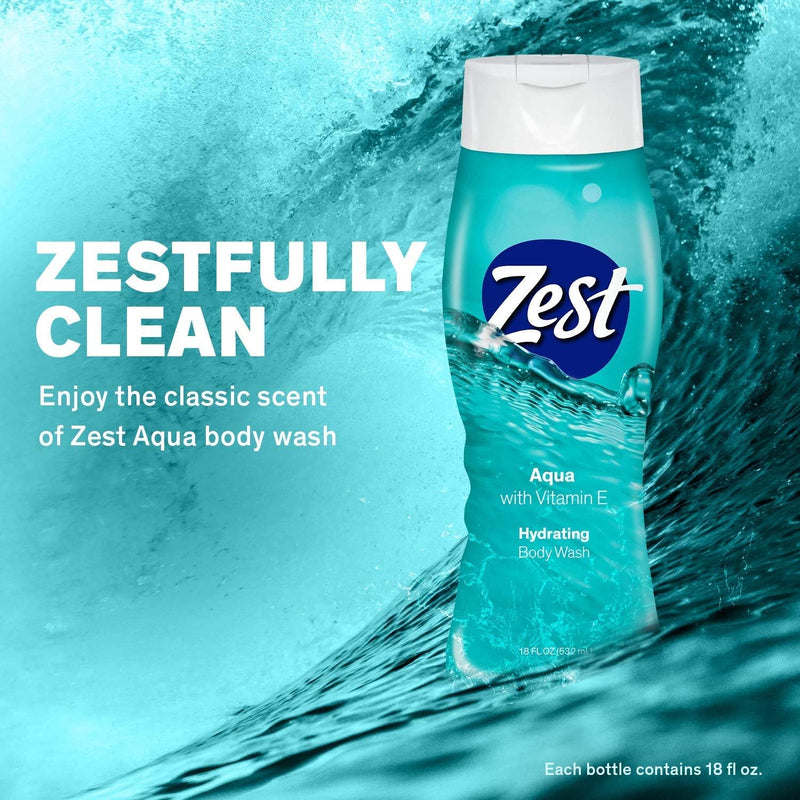 Zest Hydrating Body Wash Aqua 18oz - Pack of 6