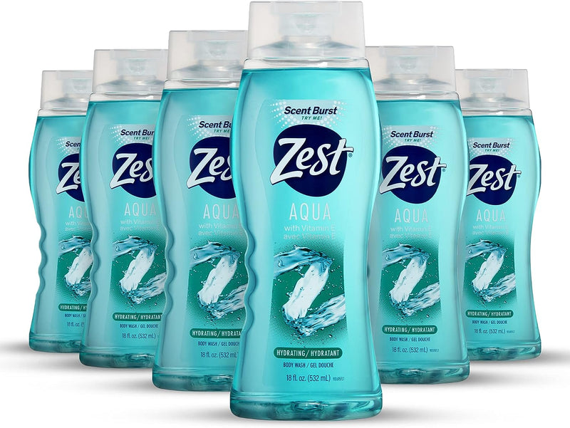 Zest Hydrating Body Wash Aqua 18oz - Pack of 6
