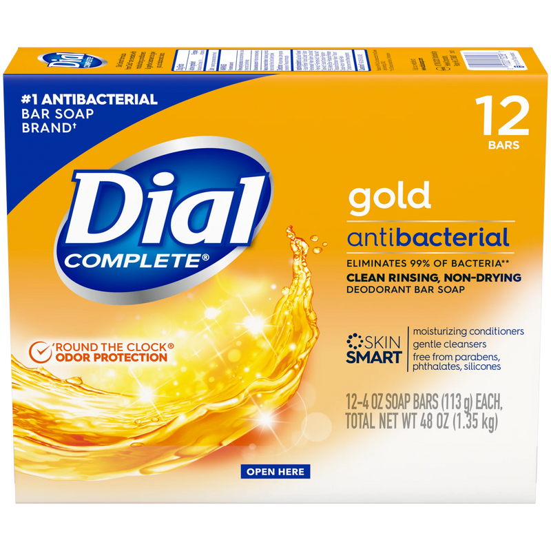 Dial Complete Antibacterial Deodorant Bar Soap, Gold, 4 oz, 12 Bars