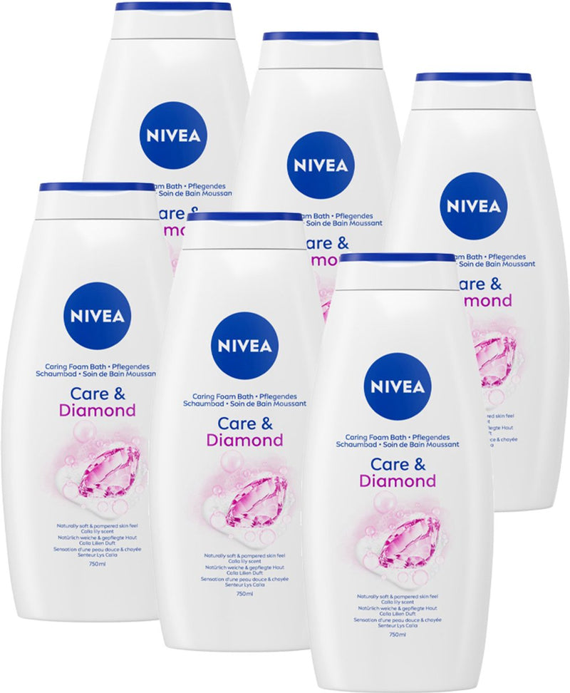 Nivea Shower Gel & Body Wash Care & Diamond 750ml - Pack of 6