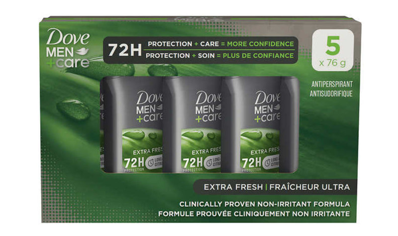 Dove Men+Care Extra Fresh Citrus 72HR Antiperspirant Deodorant For Men 76g - Pack of 5