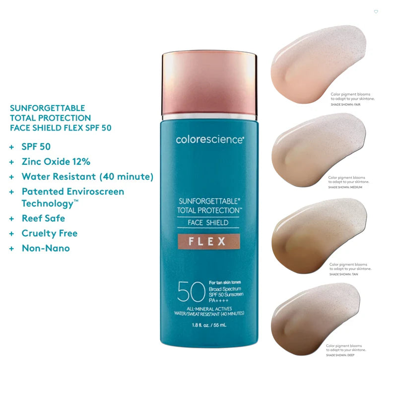 Colorescience Sunforgettable Total Protection Face Shield Flex Tan SPF 50, 1.8 fl. oz.