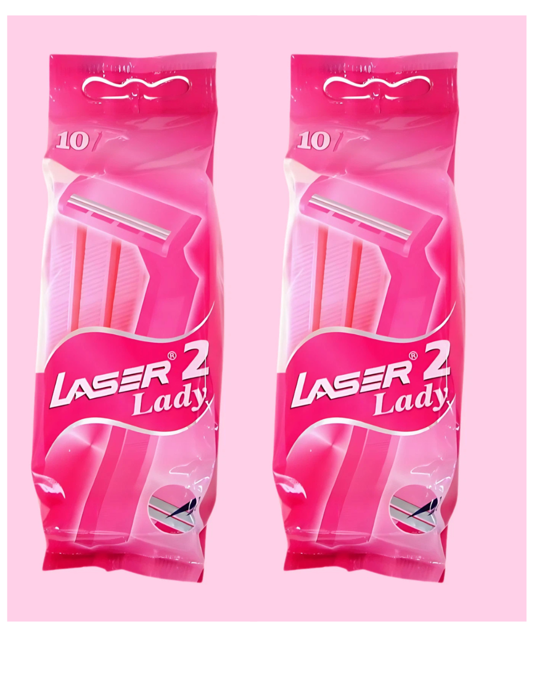 Laser 2 Lady Disposable Shaving Razor 10 Count - Pack of 2