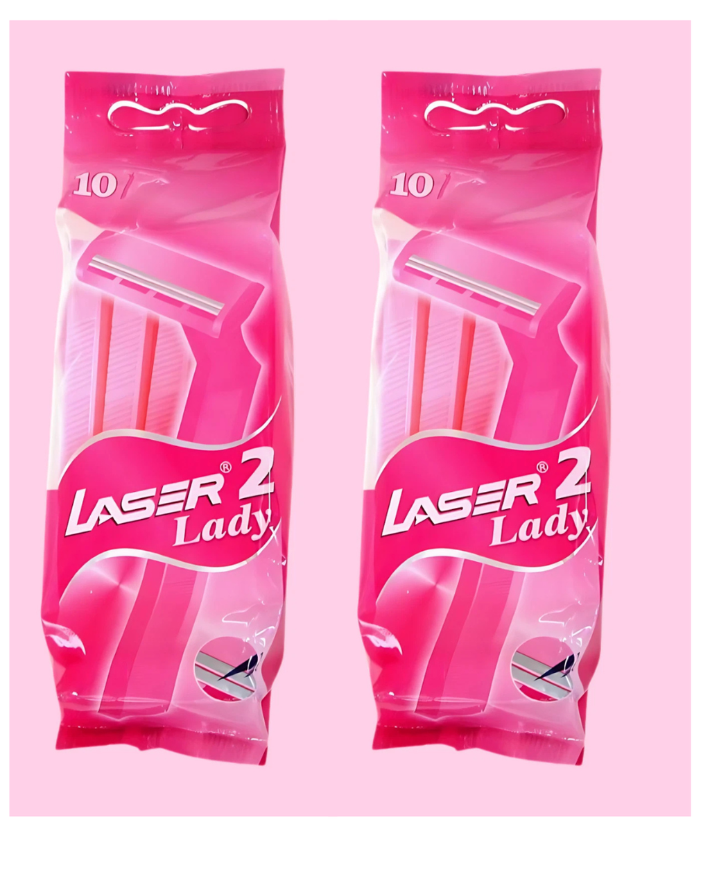 Laser 2 Lady Disposable Shaving Razor 10 Count - Pack of 2
