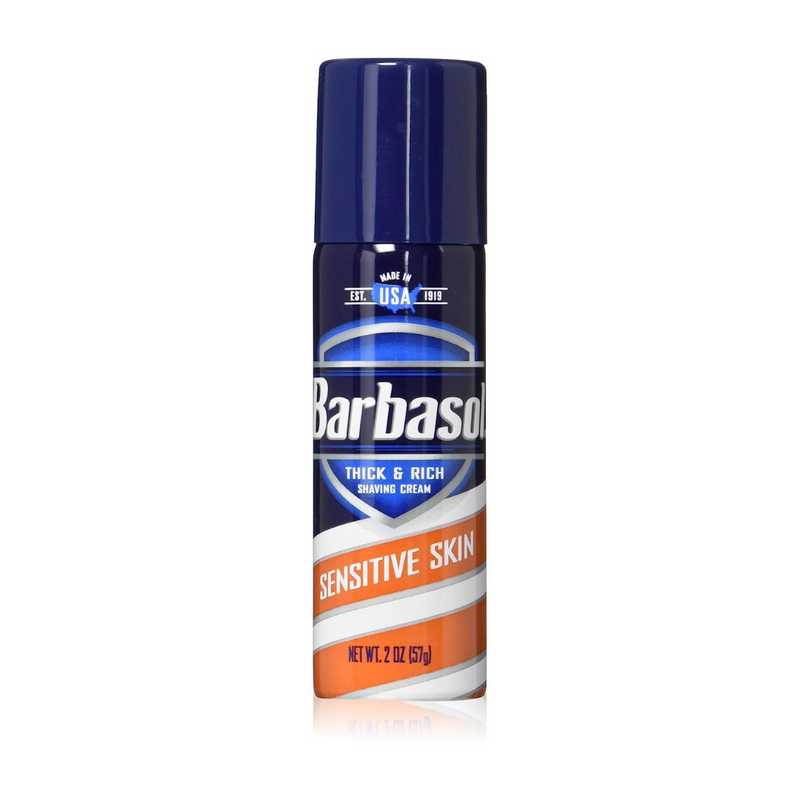 Barbasol Thick & Rich Sensitive Skin Shaving Cream for Men, Travel Size 2oz.