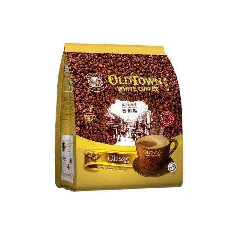 Old Town White Coffee Instant Sticks 3-in-1 Classic Flavor, 15 Sticks