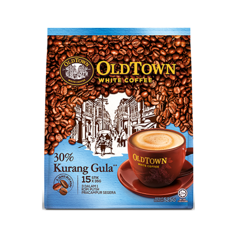 Old Town White Coffee Instant Sticks, 30% Less Sugar, 15 Sticks ***SHORT EXPIRATION OR EXPIRED***