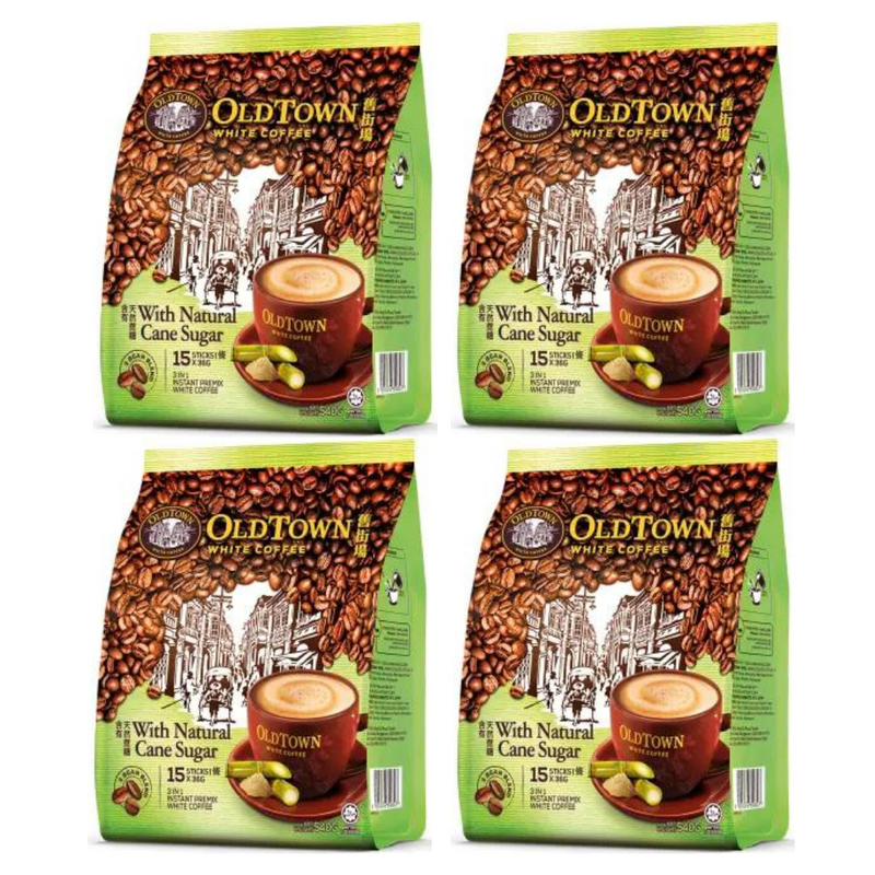 Old Town White Coffee With Natural Cane Sugar, 15 Sticks Each - Pack of 4