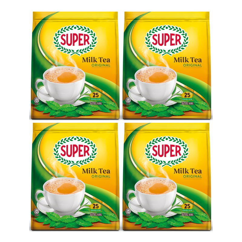 Super Milk Tea Instant 3in1 Original Smooth & Creamy Tea, 25 Sticks Each - Pack of 4