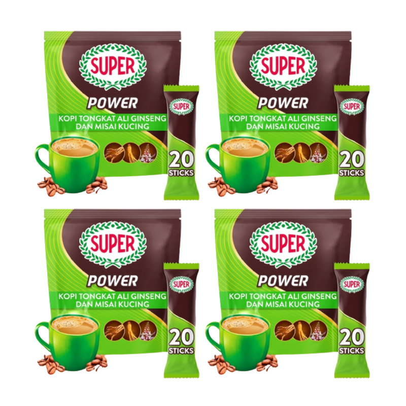 Super Power 6-in-1 Premix Coffee, 20 Sticks Each - Pack of 4