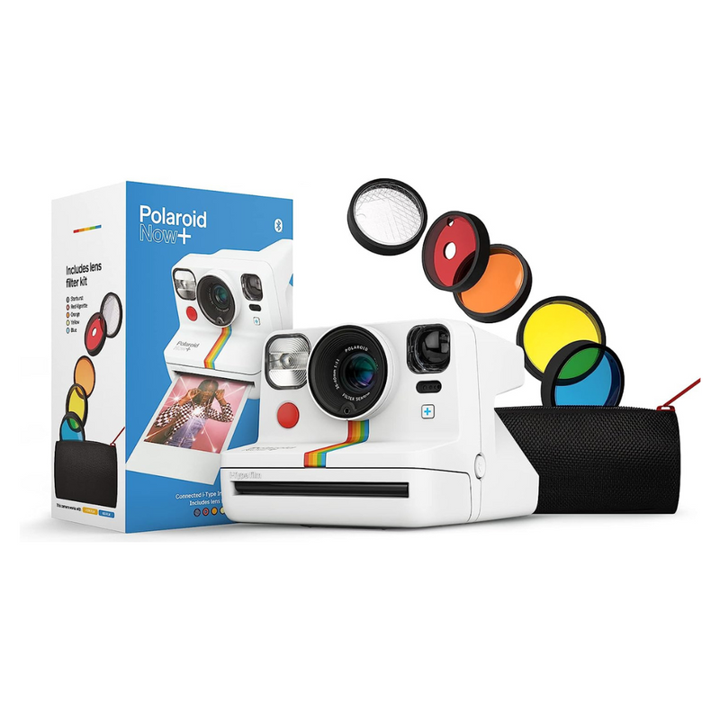 Polaroid Now+ White (9062) Bluetooth Connected I-Type Instant Film Camera With Bonus Lens Filter Set