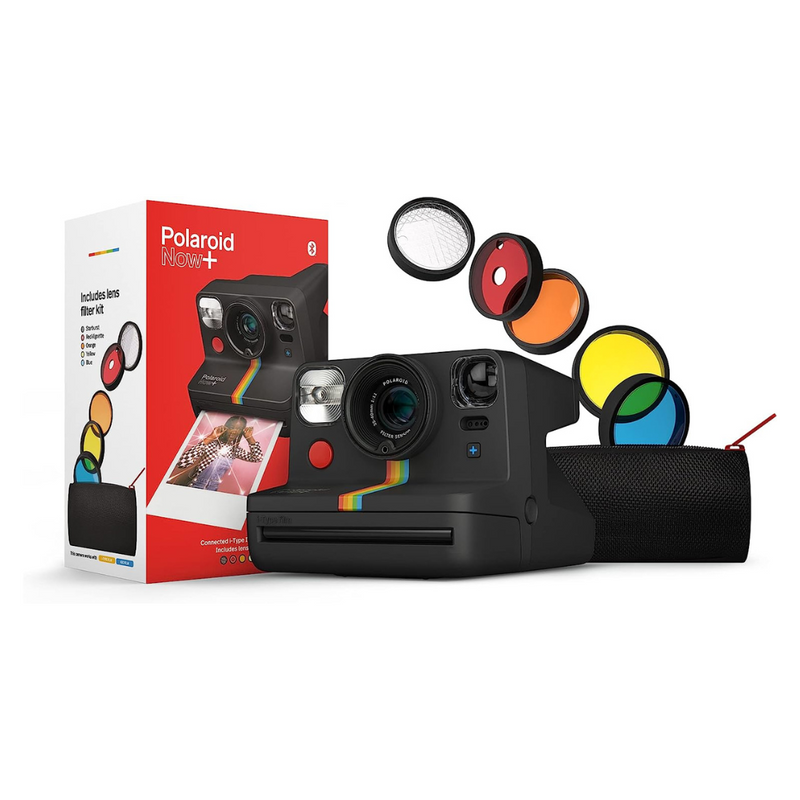 Polaroid Now+ Black (9061) Bluetooth Connected I-Type Instant Film Camera With Bonus Lens Filter Set