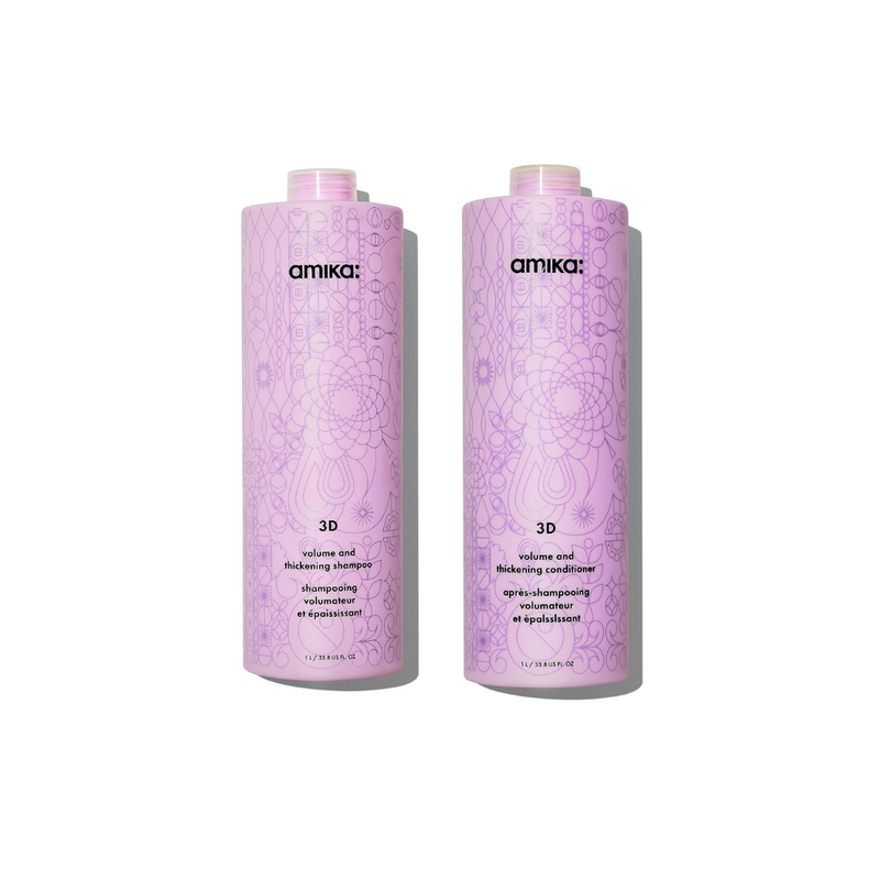 Amika 3D Volume And Thickening Shampoo & Conditioner Duo 33.8oz/1L