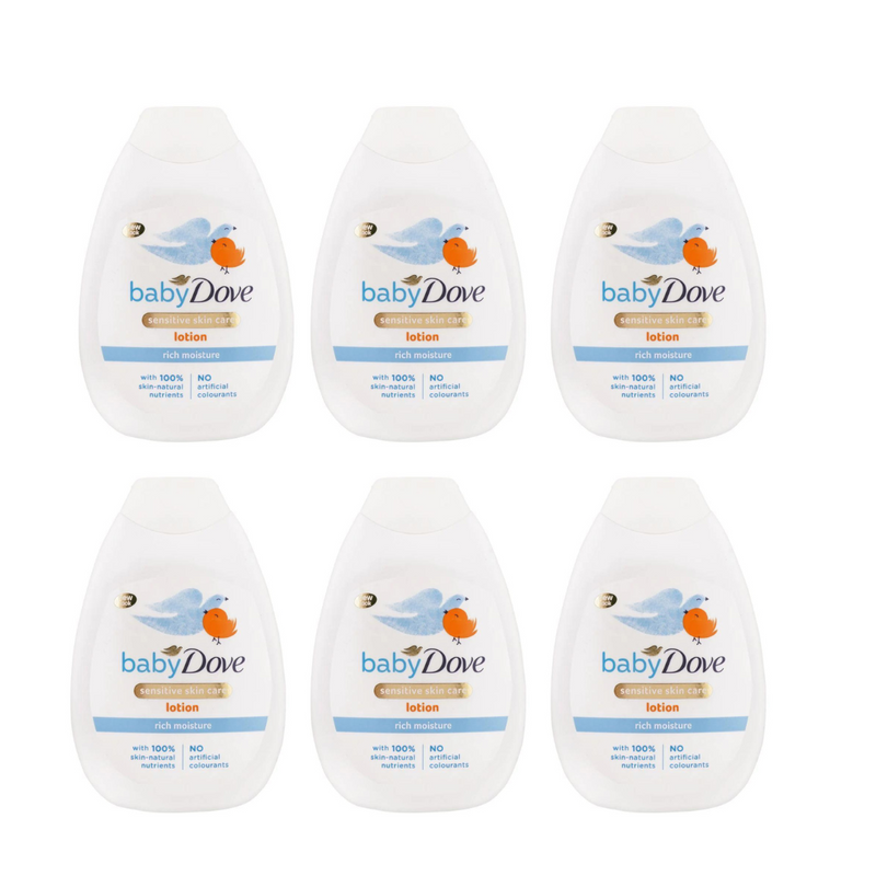 Dove Baby Lotion Rich Moisture Sensitive Skin Care 400ml - Pack of 6