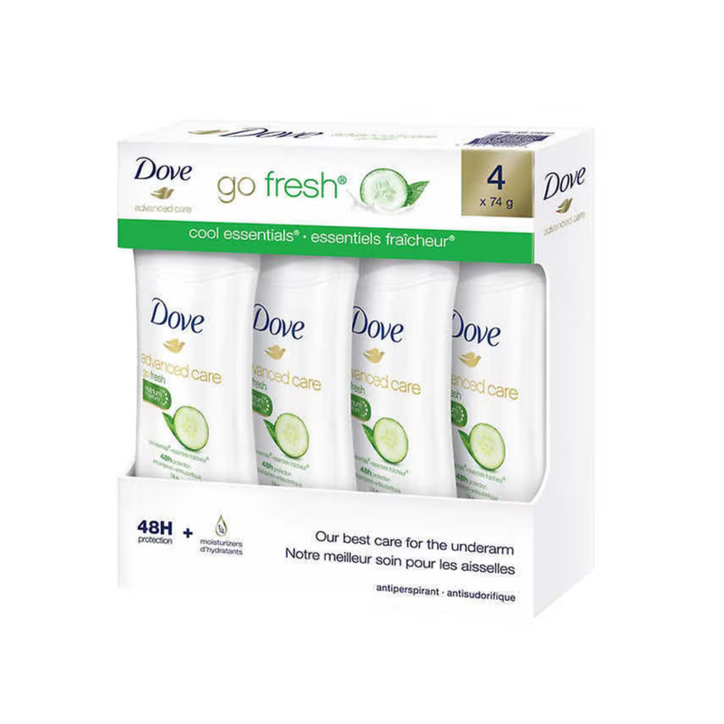 Dove 48h Antiperspirant Advanced Care Stick Deodorant Cool Essentials 2.6oz/74g  - 4 Pack