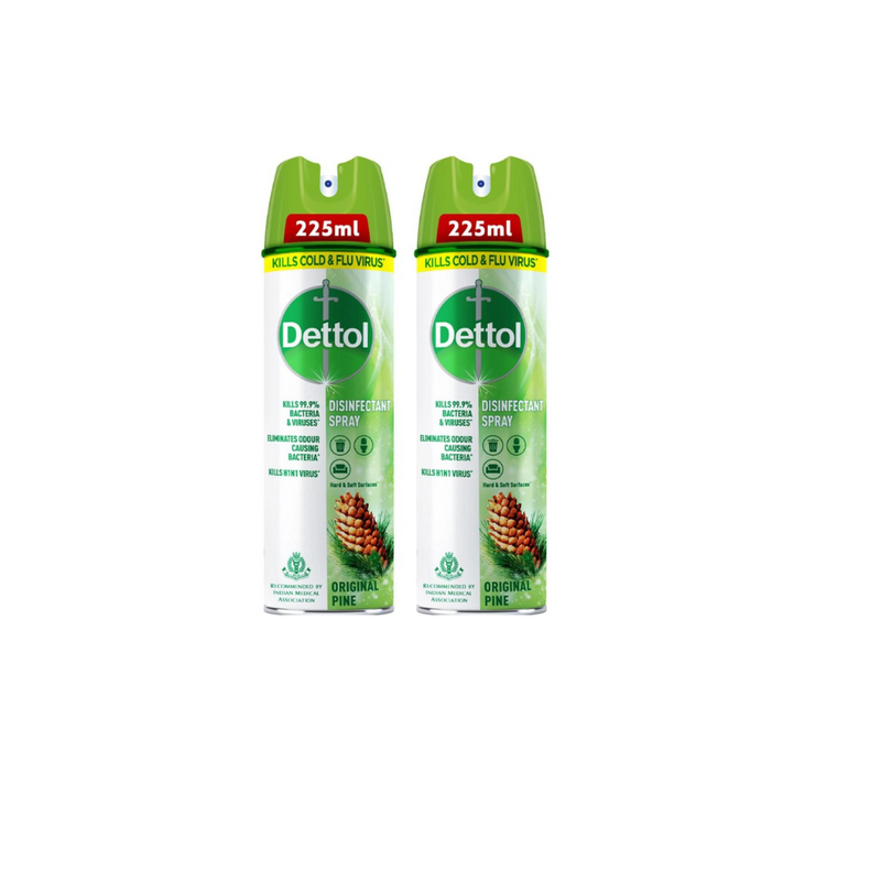 Dettol Disinfectant Spray Bottle, Original Pine 225ml - Pack of 2