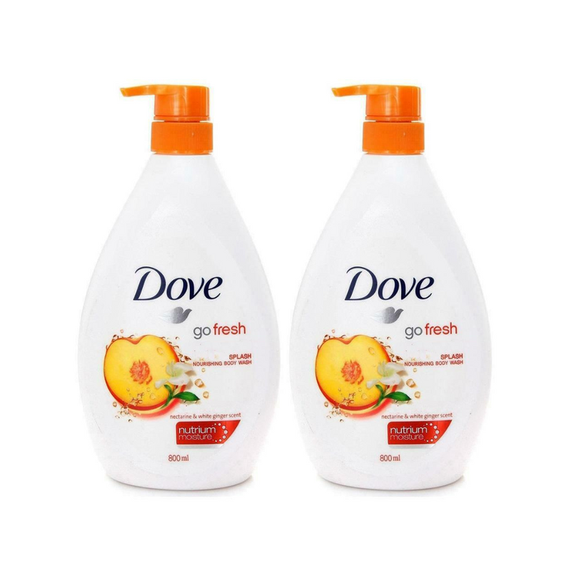 Dove Go Fresh Splash Nourishing Body Wash 800ml With Pump - Pack of 2