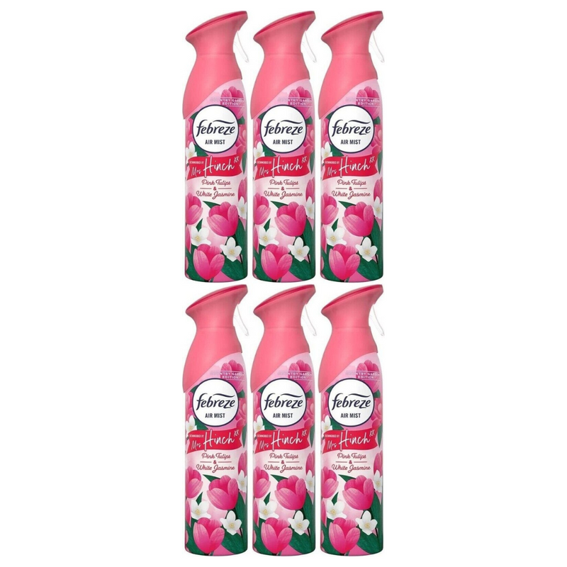 Febreze Air Freshener Spray Pink Tulips & White Jasmine 300ml - Pack of 6
