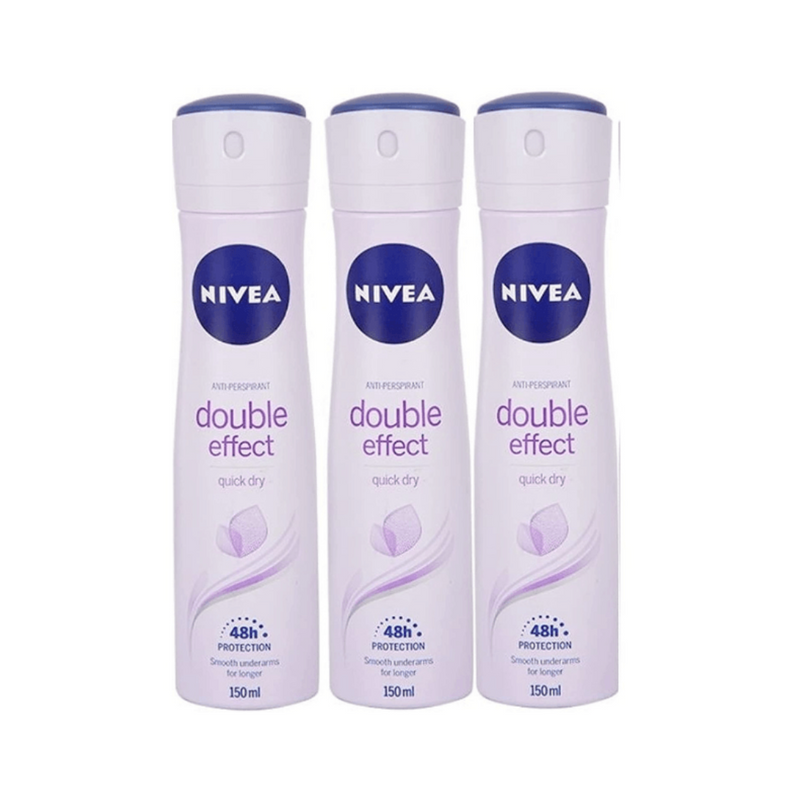 Nivea Double Effect Quick Dry, 48hr Freshness Spray Deodorant 150ml - Pack of 3