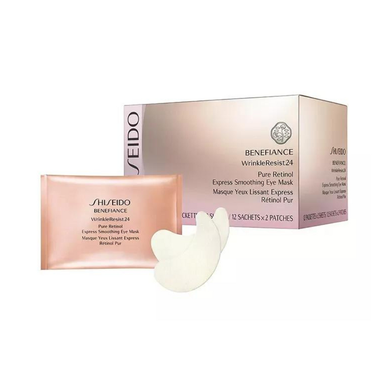 Shiseido Benefiance WrinkleResist24 Pure Retinol Express Smoothing Eye Mask 12 Sachets - 12 Sets of Two Eye Masks - Reduces Appearance of Wrinkles in 15 Minutes