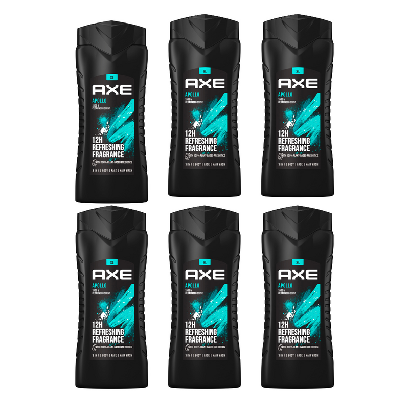 AXE XL 3 in 1 Body Wash Apollo 13.5oz/400ml - Pack of 6