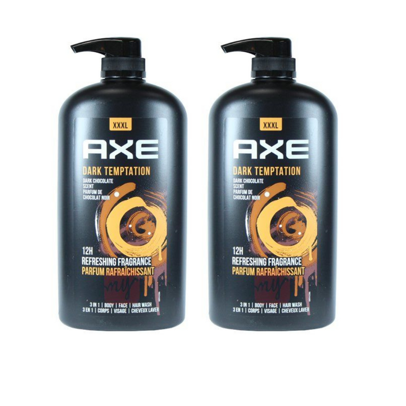 AXE XXXL Dark Temptation Long Lasting Men's Body Wash Dark Chocolate 1LT - Pack of 2