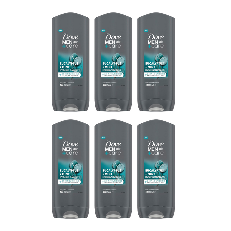 Dove Men+Care Body Wash Eucalyptus+Mint 400ml - Pack of 6