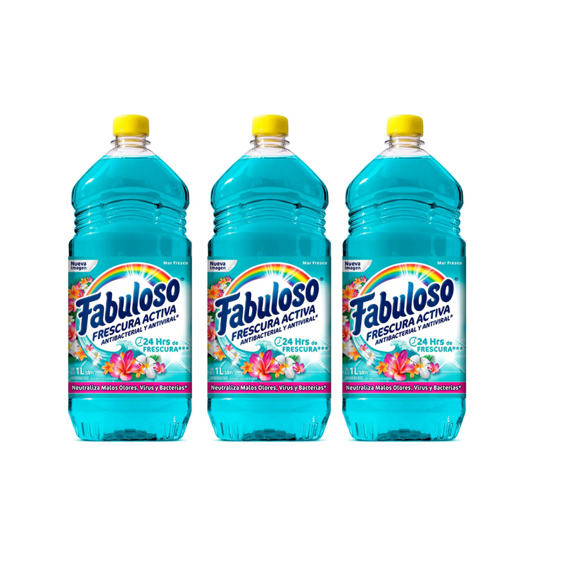 Fabuloso Antibacterial All-Purpose Cleaner, Ocean Fresh Scent 1LT - Pack of 3