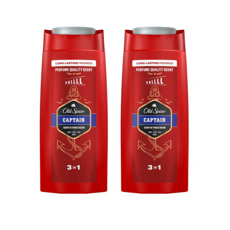 Old Spice Captain 3in1 Body, Hair, Face Wash 675ml - Pack of 2