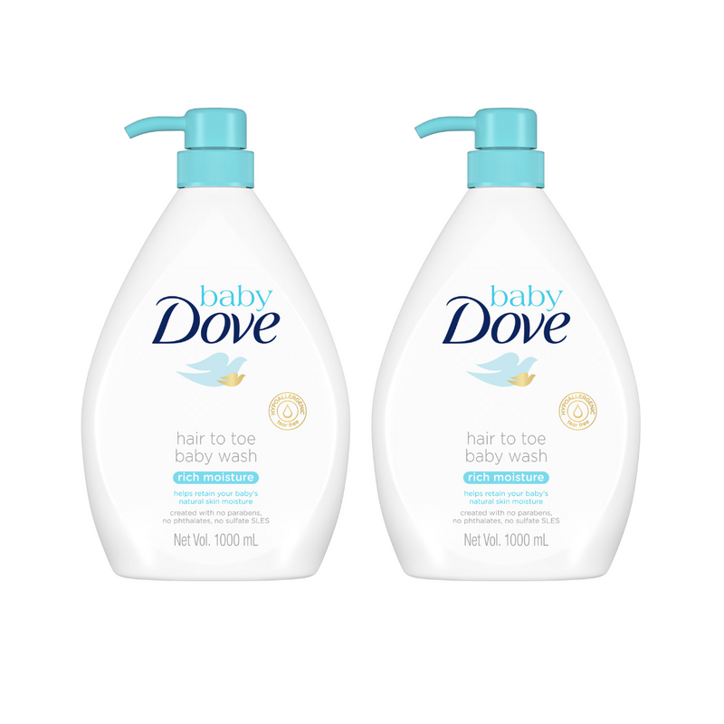 Dove Baby Wash Rich Moisture Hair To Toe Wash 1L - Pack of 2