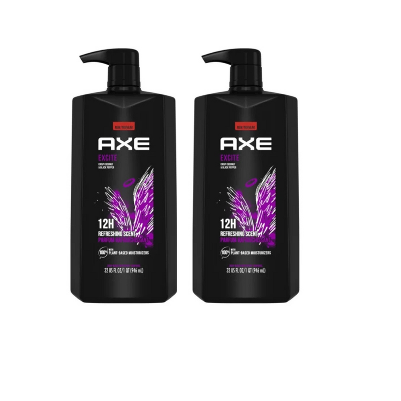 Axe Excite Body Wash All Skin Crisp Coconut & Black Pepper 1LT - Pack of 2