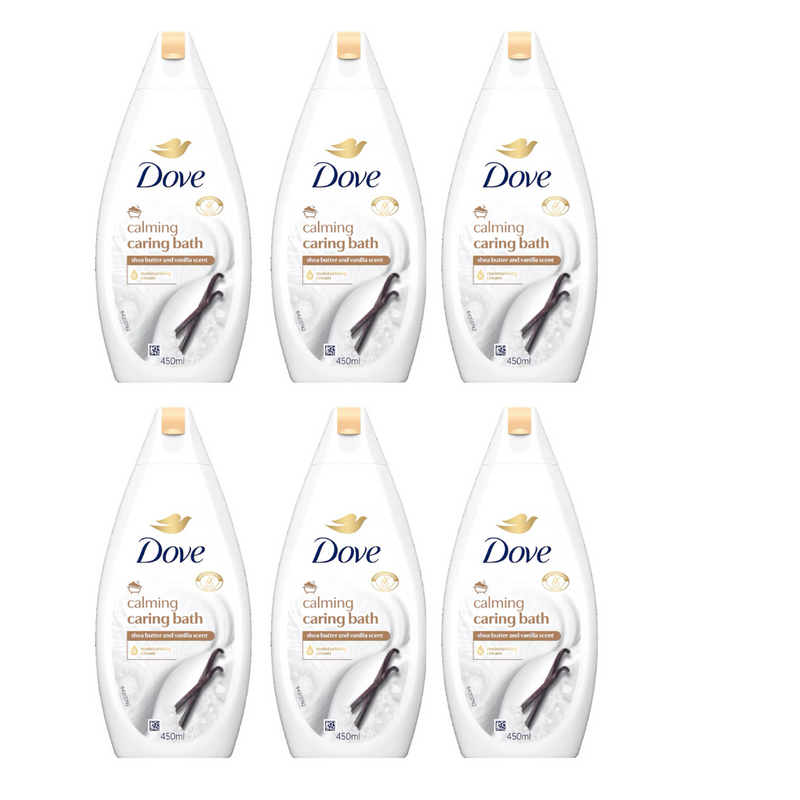 Dove Calming Caring Bath With Shea Butter & Vanilla Scent Body Wash 450ml - Pack of 6